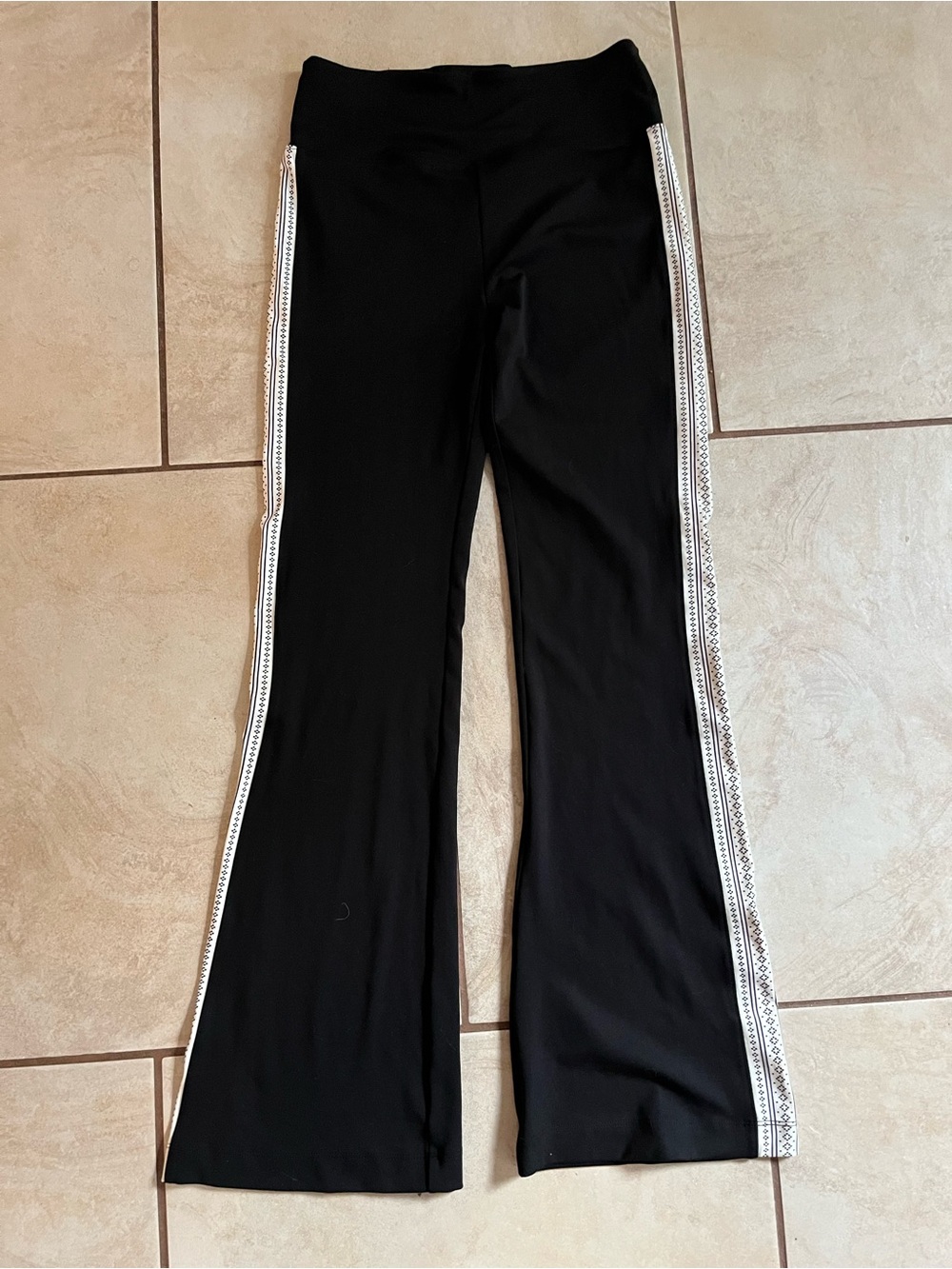 Lou & Grey Black Flared Leggings with White Side Stripe